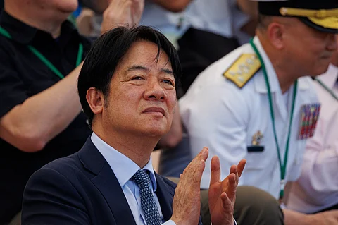 TAIWANESE President Lai Ching-te (C) attends the “Sea Safety No.12” exercise, overseeing live demonstrations of interceptions, rescues and sea-air parade during a maritime drill and public open day in Kaohsiung on June 8, 2025.