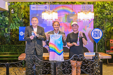 (From left) SM Supermalls executive vice president for Marketing Joaquin L. San Agustin, RunRio president and CEO Rio dela Cruz and Philippine Anti-Discrimination Alliance of Youth Leaders chairperson Thyz Estrada.