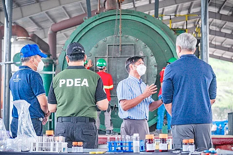 PRESIDENT Ferdinand R. Marcos Jr. leads the destruction of over P9.48 billion worth of illegal drugs at Clean Leaf International Corporation in Capas, Tarlac on Wednesday. Among those incinerated were more than 1.3 tons of shabu, including P8.87 billion worth of ‘floating shabu’ recently seized. Also destroyed were marijuana, ecstasy, cocaine, and other illegal substances no longer needed as court evidence. The event, witnessed by top officials from law enforcement agencies and civil society groups, follows the President’s directive for the immediate disposal of seized drugs to ensure transparency and uphold the law.