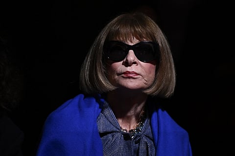 (FILES) Vogue Editor-in-Chief Anna Wintour looks on ahead of the presentation of creations by Dries Van Noten for the Women Ready-to-Wear Fall-Winter 2024/2025 collection as part of the Paris Fashion Week, in Paris on February 28, 2024. Magazine legend Anna Wintour is stepping down as editor of fashion bible US Vogue after 37 years in the post, US media reported on June 26, 2025. Wintour, 75, who took the helm at the influential publication in 1988, announced her departure at a staff meeting, but she will stay on as group owner Conde Nast's global chief content officer and as editorial director at Vogue, People magazine reported.