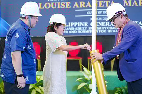 FIRST Lady Liza Araneta-Marcos (center) officiates the groundbreaking ceremony for a new wing being constructed at the Philippine General Hospital.