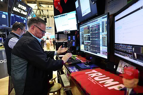 NEW YORK, NEW YORK - APRIL 22: Traders work on the floor of the New York Stock Exchange during morning trading on April 22, 2025 in New York City. Stocks rose as the market opened following a rough day on Wall Street amid U.S. President Donald Trump’s latest criticism of Federal Reserve Chair Jerome Powell. The Dow Jones opened up over 500 points, the S&P 500 gained 1.2%, and the Nasdaq opened 1.3%.