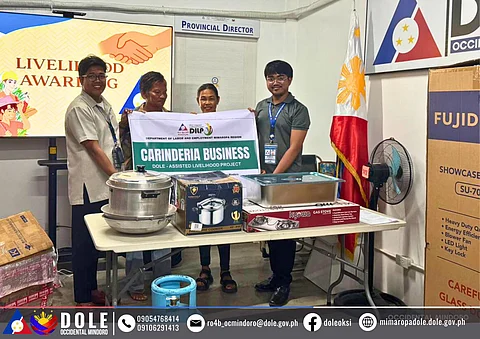 THE Department of Labor and Employment distributes livelihood starter kits to local entrepreneurs through its DOLE Integrated Livelihood Program at the DOLE Occidental Mindoro Provincial Office in San Jose (Photo from DOLE Occidental Mindoro)