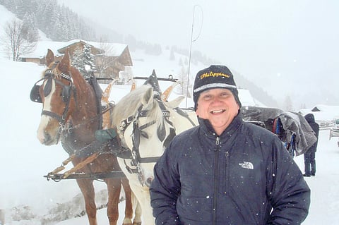 The author at Gstaad Switzerland in the middle of winter.