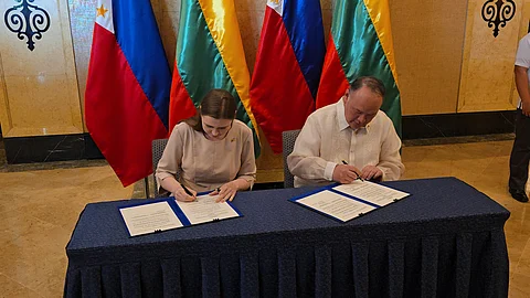 DND Secretary Gilberto Teodoro Jr. and Lithuanian Minister for National Defense Dovilė Šakalienė forged the Memorandum of Understanding (MOU) that formalizes and expands bilateral defense relations between the Philippines and Lithuanian governments in Makati City on Monday, June 30, 2025.