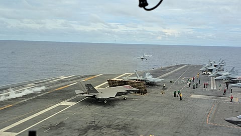 SAILORS from the United States’ Carrier Strike Group 5/Task Force 70 conduct aircraft launch and recovery operations aboard the USS George Washington (CVN-73) while navigating the West Philippine Sea on Wednesday. The Daily Tribune, along with select media, was given exclusive access to the Nimitz-class aircraft carrier during its regional patrol mission.