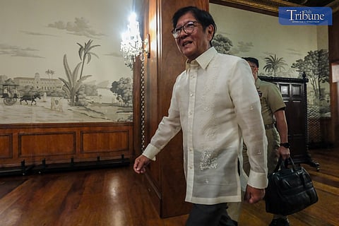 President Ferdinand R. Marcos Jr. welcomes delegates from the Philippine-Japan Economic Cooperation Committee (PHILJEC) and the 14th Asian Business Summit (ABS) during a courtesy call at the President’s Hall in Malacañang Palace on Thursday, 3 July 2025.