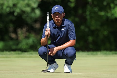AMERICAN Doug Ghim lines up a putt on the 12th green during the first round of the John Deere Classic 2025 at TPC Deere Run in Silvis, Illinois on Thursday.