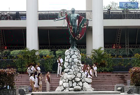 GRADUATES at University of the Philippines Diliman in Quezon City, take photo and selfie at the oblation wearing UP Sablay the official academic costume of the University, on Saturday 5 July 2025.
