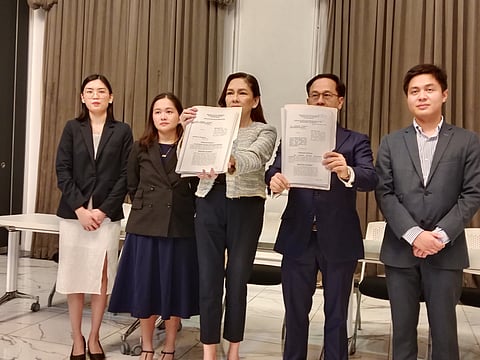 SENATOR Risa Hontiveros accompanied by her legal team filed cyber-libel at the Department of Justice Wednesday morning, against a former witness and six other personalities.