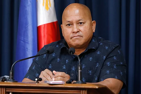 Senator Ronald “Bato” dela Rosa answers questions on Wednesday, 9 July 2025, during a press briefing, affirming his support for Senate President Francis “Chiz” Escudero amid ongoing political developments