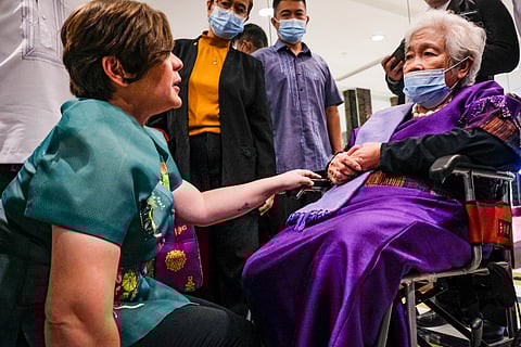 In this file photo, former Department of Education Secretary Leonor Briones meets Vice President Sara Duterte during courtesy call.
