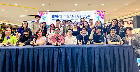 Fans, followers and mallgoers had the chance to meet and greet popular influencers who are also proud entrepreneurs. From left to right: Krissy Achino, Pau Sepagan, Khakha Villes, David Inere, Emil Langgomes, Cedrick Mateo, Ericson Apelado, Raymund Arago, Jepoy Pelingo during the VIYLine MSME Caravan at SM City Santa Rosa.