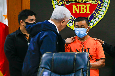 THE National Bureau of Investigation presents a suspect arrested for distributing fake Civil Aviation Authority of the Philippines licenses during a press conference at the NBI Headquarters in Pasay City yesterday. The NBI identified Eddie Bayotas Pleje as the one who distributes the fake IDs in exchange for a fee through social media.