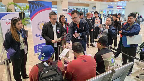 Safe harbor at last Officials from the Department of Migrant Workers extend a warm welcome to six of the 17 Filipino crew members of the ill-fated MV Magic Seas, finally home after a harrowing ordeal at sea. The seafarers arrived on 11 July via NAIA Terminal 1 in Pasay and Clark International Airport in Pampanga.