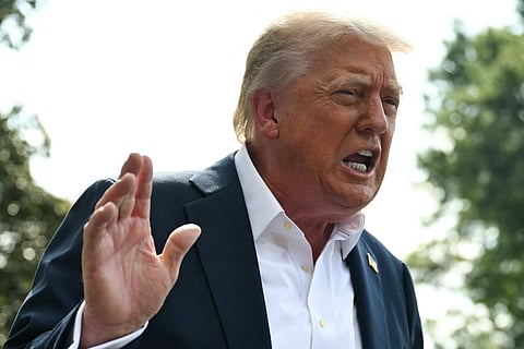US President Donald Trump speaks to the press before boarding Marine One on the South Lawn of the White House in Washington, DC, on July 11, 2025. President Donald Trump on July 12, 2025 said major US trading partners Mexico and the European Union would face a 30 percent tariff starting next month, ramping up pressure for deals in his trade wars.
