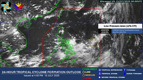 The low pressure area over Philippine Sea has a "medium" chance of developing into a tropical depression within the next 24 hours