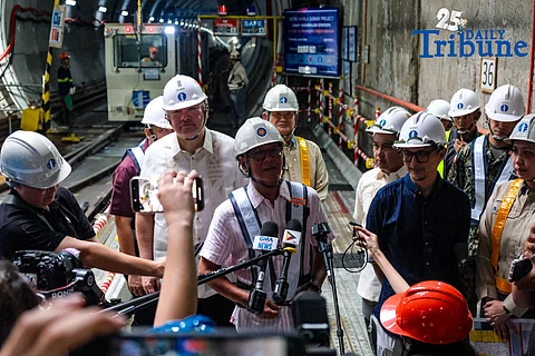 President Ferdinand R. Marcos Jr. inspects the Camp Aguinaldo Station of the Metro Manila Subway Project on Wednesday, 16 July 2025 in Quezon City. Marcos.announced today MMSP is expected to cut travel time from Valenzuela to Ninoy Aquino International Airport (NAIA) from two hours to just 40 minutes upon its completion.