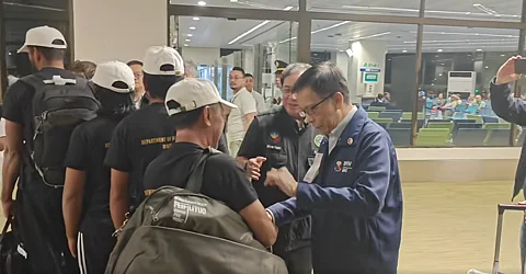 EIGHT rescued seafarers from Houthi-hit MV Eternity C arrived on Wednesday evening at Ninoy Aquino International Airport Terminal 1.