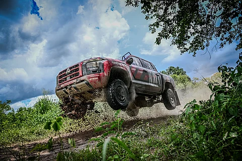 THE Triton gets airborne during a high-speed off-road test.