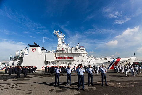 The BRP Teresa Magbanua (MRRV-9701) of the Philippine Coast Guard docks at Pier 13 in the Port Area of Manila on 25 June. Philippine officials criticize China Coast Guard’s reported tailing and obstruction of the BRP Teresa Magbanua near Bajo de Masinloc or Scarborough Shoal last 15 July.