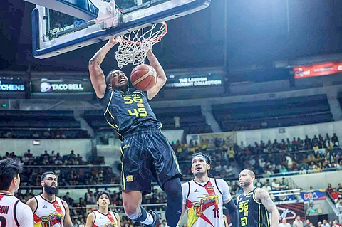 BRANDON Ganuelas-Rosser and TNT Tropang Giga dominate with an 86-78 win over San Miguel Beer in Game 5 to stay alive in their PBA Philippine Cup best-of seven finals series last night at Smart Araneta Coliseum.