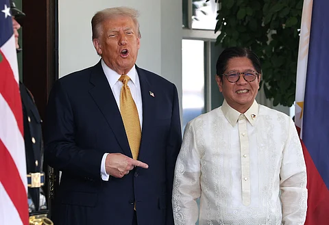 You’re the man With a dramatic gesture, US President Donald Trump emphasizes a point as he welcomes President Ferdinand Marcos Jr. at the White House on Tuesday. The two leaders met to discuss trade imbalances and regional security, following a deal that leaves the Philippines facing a steep 19-percent tariff on exports to the US.