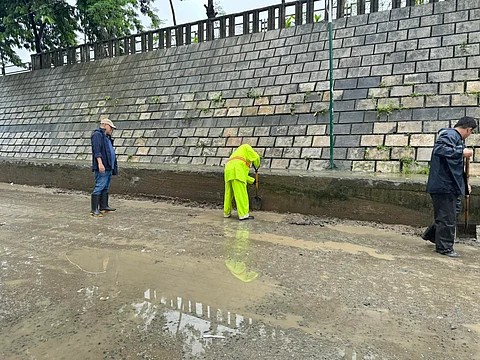The local government of Marikina is conducting major cleanup of roads as part of its clearing operations in the communities amid the onslaught of the storm and the southwest monsoon.