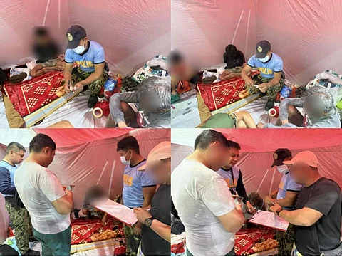 POLICE arrest four men caught preparing drugs at the Hagonoy evacuation center in Taguig City on Friday evening.