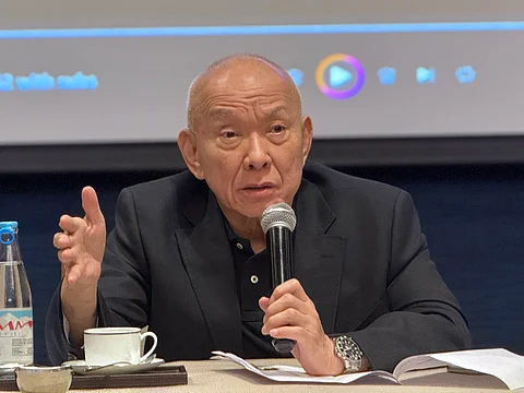 DIGIPLUS Chairman Eusebio Tanco holds media briefing after the company’s annual stockholders meeting on Friday in Taguig City.