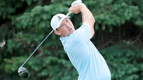 Rico Hoey of the Philippines plays his shot from the 10th tee during the first round of the 3M Open 2025 at TPC Twin Cities in Blaine, Minnesota on Thursday.