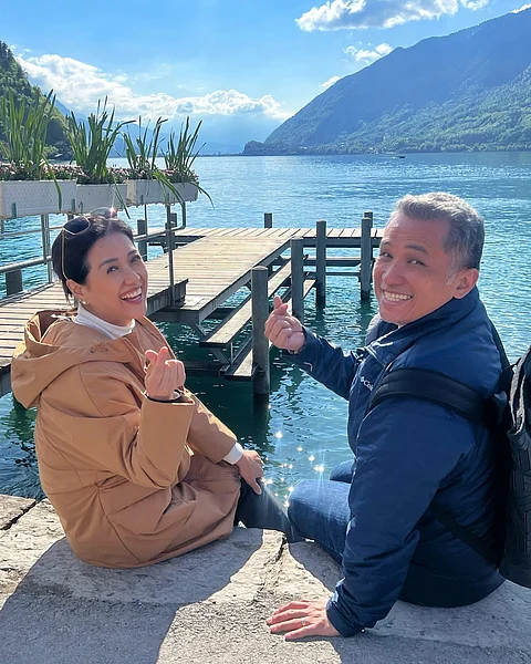 Kapamilya News Anchor Bernadette Sembrano Aguinaldo with husband Emilio Orange Aguinaldo IV in Switzerland
