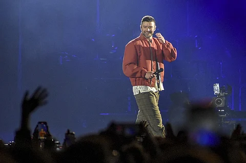 US singer Justin Timberlake performs on stage on the second day of the Estereo Picnic music festival in Bogota on 28 March 2025.