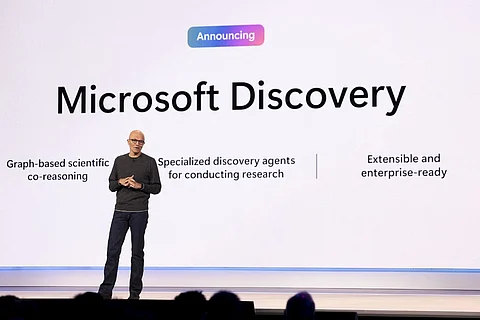 (FILES) Microsoft Chairman and Chief Executive Officer Satya Nadella speaks during the Microsoft Build conference opening keynote in Seattle, Washington on 19 May 2025.