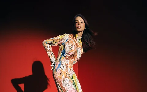 Heart Evangelista in a hand-painted Schiaparelli gown.