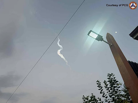 A trail of smoke seen from the ground is believed to be from China’s Long March 12 rocket following the loud booming sounds heard in eastern Palawan last Monday.