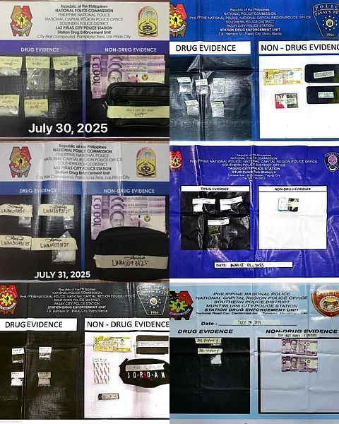 EVIDENCES collected by the authorities in a series of anti-drug operations across southern Metro Manila over the past week.