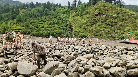 MEMBERS of Indian security forces carry out a rescue operation after a flash flood in India’s Uttarakhand state.