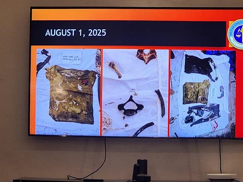 Bones recovered by PCG technical divers was presented by the DOJ Thursday. Courtesy of DOJ