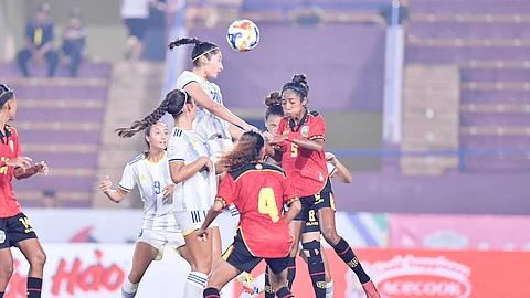 Quinley Quezada and the Filipinas stand head and shoulders above the overmatched Timor Leste squad en route to a 7-0 win in their ASEAN Women’s Championship match in Vietnam.