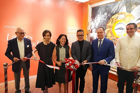 Champion of the arts, First Lady Liza Araneta-Marcos (third from left) led the ribbon-cutting ceremony for the opening of Filipino artist Demi Padua’s (fourth from left) new exhibit, ‘Layers and Shadows,’ at the National Museum of Fine Arts.