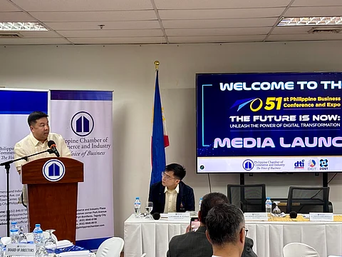 PCCI 51st PBC&E chairman Dennis Anthony Uy underscores the need for actionable solutions in driving the Philippines’ digital transformation during the launch of the country’s premier business conference and expo on 18 August in Taguig City.