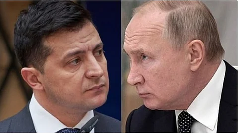 Ukraine’s President Volodymyr Zelensky and Russian President Vladimir Putin.