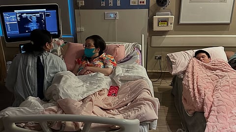 Kris Aquino at the hospital with her youngest son, Bimby.