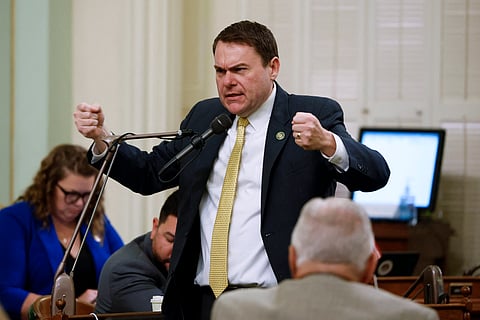 REPUBLICAN Assembly member Carl DeMaio speaks during a meeting of the California State Assembly at the California State Capitol on August 21, 2025 in Sacramento, California. In a move to counter Texas House Republicans’ plan to redraw the state’s congressional maps ahead of the 2026 midterm elections, California Democrats are taking up a proposed constitutional amendment to temporarily redraw their own congressional maps, potentially creating five additional U.S. House seats for their party.