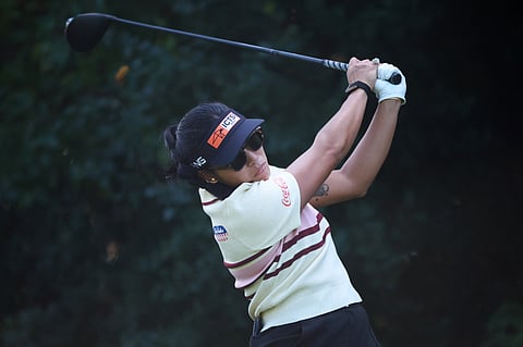 Bianca Pagdanganan plays her shot from the fifth tee during the first round of the CPKC Women’s Open 2025 at Mississaugua Golf and Country Club on Thursday in Mississauga, Ontario.