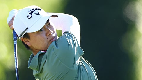 YUKA Saso of Japan watches her tee shot from the eighth tee during the first round of the CPKC Women’s Open 2025 at Mississaugua Golf and Country Club on Thursday in Mississauga, Ontario.