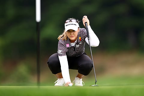 MISSISSAUGA, CANADA - AUGUST 23: Brooke M. Henderson of Canada eyes up a putt on the tenth green during the third round of the CPKC Women's Open 2025 at Mississauga Golf and Country Club on August 23, 2025 in Mississauga, Canada.