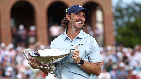 TOMMY Fleetwood smiles after ending his long PGA Tour title hunt with a three-shot triumph in the Tour Championship at East Lake in Atlanta.