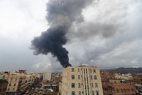 SMOKE billows after an Israeli air strike on Yemen’s Houthi-held capital Sanaa on 24 August 2025.